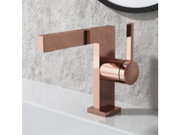 Torneira Misturadora Quadrada Para Lavatório Em Latão Polido Cor Ouro Rosa (dourado Polido)