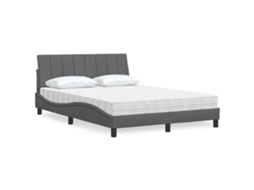 Vidaxl Cama Com Colchão Hanko 120x200 Cm Tecido Cinzento-escuro