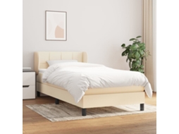 Cama Com Molas/colchão 100x200 Cm Tecido Cor Creme