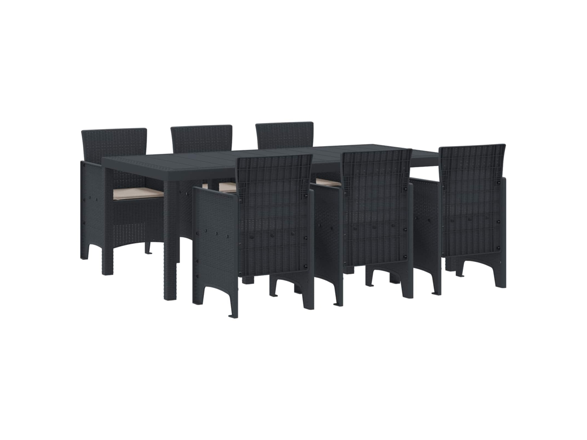 Vidaxl Conjunto De Jantar Para Jardim 7 Unid. Antracite Polipropileno
