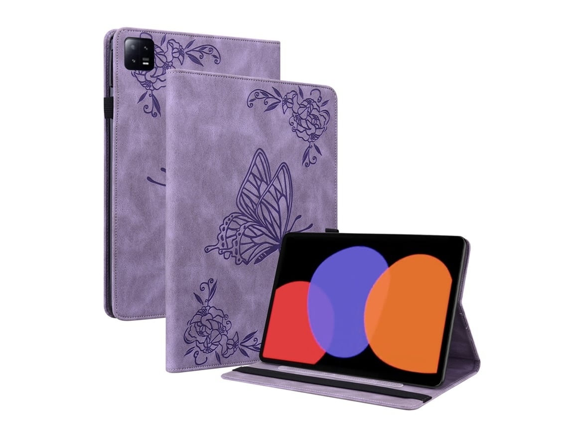 Capa Para Tablet Lurelia, Para Redmi Pad Se 8.7 Porta Cartão Borboleta Em Relevo Fosco Retrô, Roxo, Dobrável Com Suporte