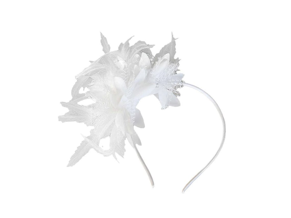 2026 diadema de Penas Vintage com Flores de Tela Acessório de Cabelo para Mulheres e Meninas para Casamentos e Ocasiões Especiais