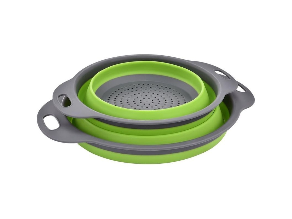 2026 colador Plegable de Silicona para Cocina, Ecoamigable no Tóxico, 2 Tamaños (verde)