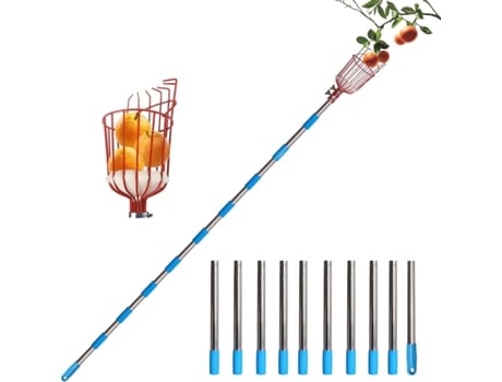 10 Seções 4 Metros Colhedor De Frutas Destacável Ultra Leve Alumínio Com Cesta Colhedor De Frutas De Metal Com Garra Com Cesta Para Maçãs Peras Etc.