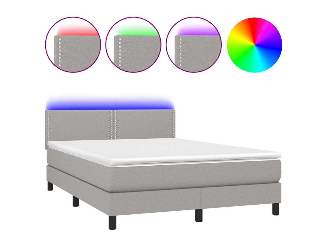Box Spring Bed, Box Spring Beds Vidaxl Cinzeto Tecido (140 X 200 Cm)