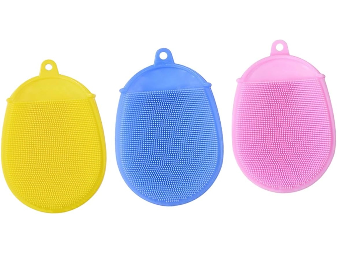 Escova De Banho Silicone Healeved Para Bebês Conjunto Com 3-escovas Limpeza Do Couro Cabeludo Massagem Suave E Profunda