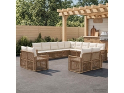 Vidaxl Conjunto De Sofá De Jardim 13 Pcs Bege E Branco Creme Vime Pe