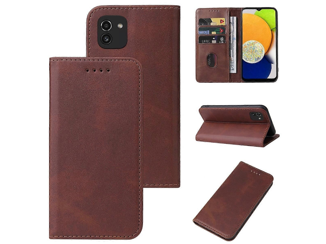 Capa De Couro Com Fecho Magnético De 164,27 Mm Para Samsung Galaxy A03 Global