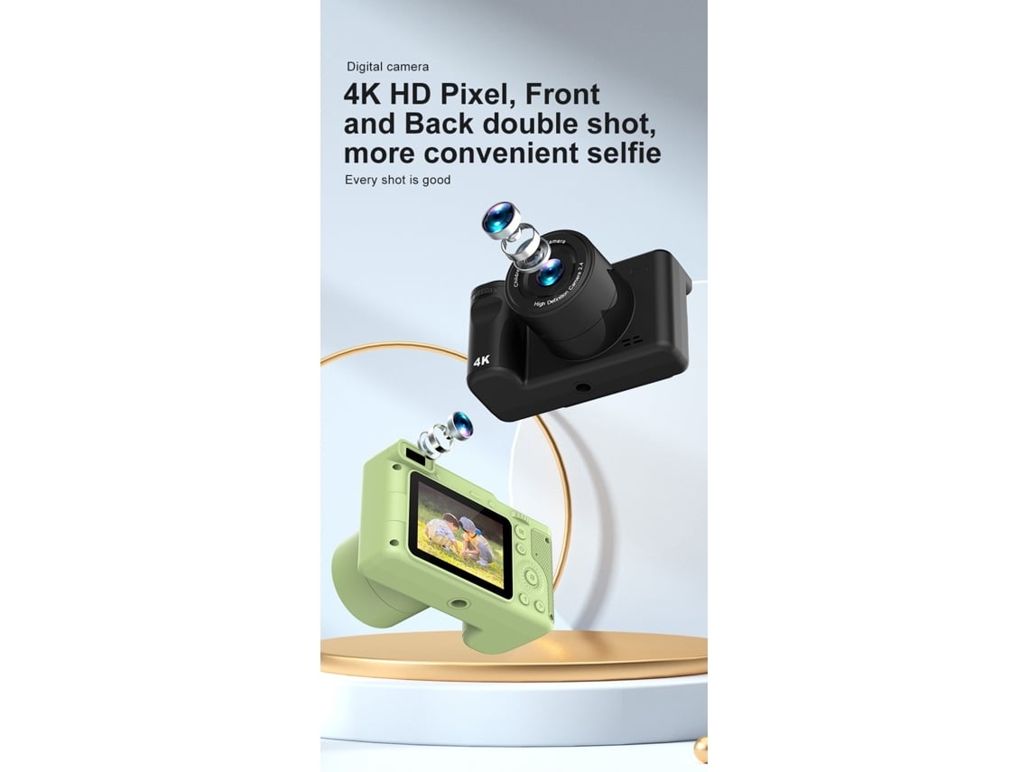 Câmara Digital 4k 2,4 Polegadas Zoom 8x Hd Ccd Câmara Dupla Com Tripé Verde Yemaesre