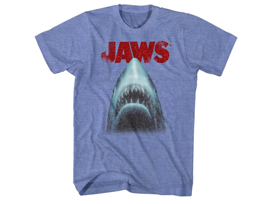 Unisex Adult T-shirt Rockinstone Jaws Movie Stressed Out Heather Light Blue Sizexxl