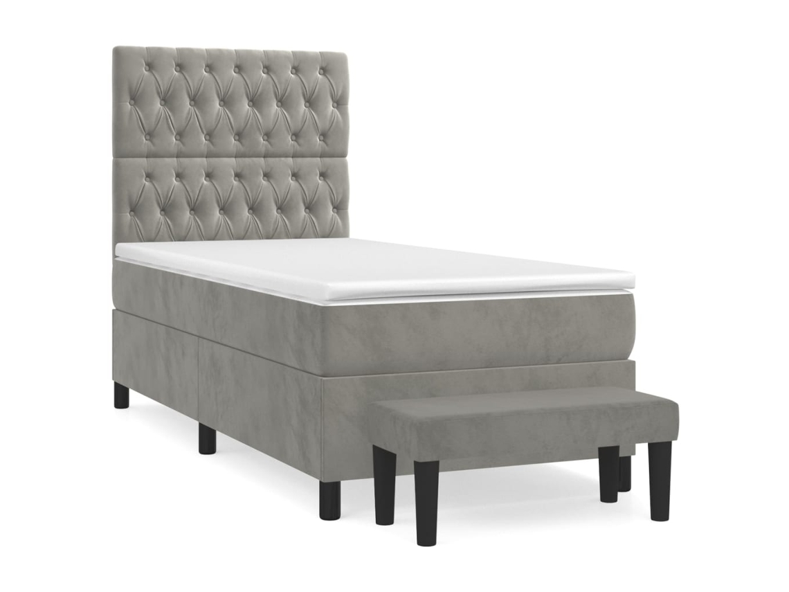 Box Spring Bed, Box Spring Beds Vidaxl Cinzeto Veludo (90 X 200 Cm)