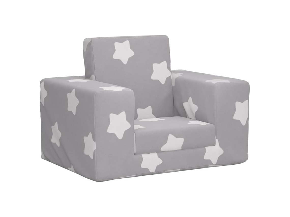 Vidaxl Sofá-cama Infantil De C/ Estrelas Pelúcia Cinzento-claro