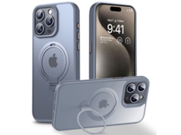 Suporte Casa Magsafe Para Iphone 15 Pro Max Pele Sintética Magnética Cinzento