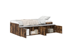 Conjunto de 2 Estruturas da Cama com Gaveta Carvalho Defumado em Madeira Processada 90x190 cm MAISON EXCLUSIVE