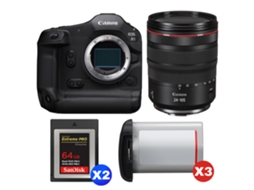 Eos R1 + Rf 24 105mm F/4 L Is Usm + 2 Sandisk 64gb Extreme Pro Cfexpress Type B + 3 Canon Lp e19 + Ebook “20 Dicas para Fotos Que Impressionam” CANON