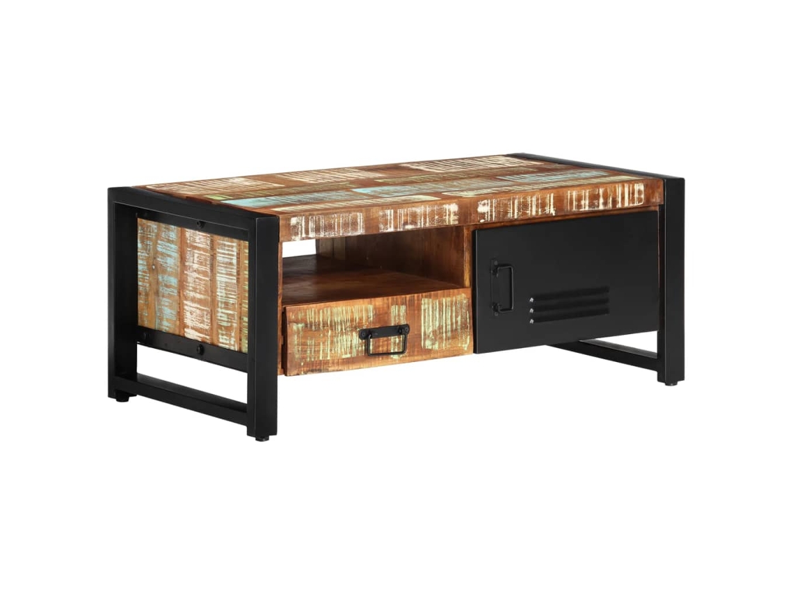 Vidaxl Mesa De Centro 100x50x41 Cm Madeira Maciça Recuperada