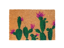 Capacho Relaxdays Coco E Cacto, 60x40 Cm, Antiderrapante, Resistente Às Intempéries, Interior E Exterior, Multicolorido