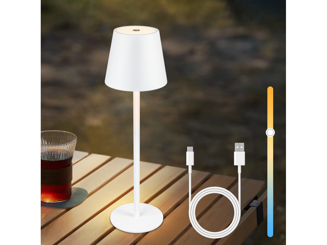 Nettlife Candeeiro De Secretária, Candeeiro De Cabeceira Com Bateria Sem Fios, Ip54, 37,5 Cm, Com Bateria Recarregável, Para Uso Diário