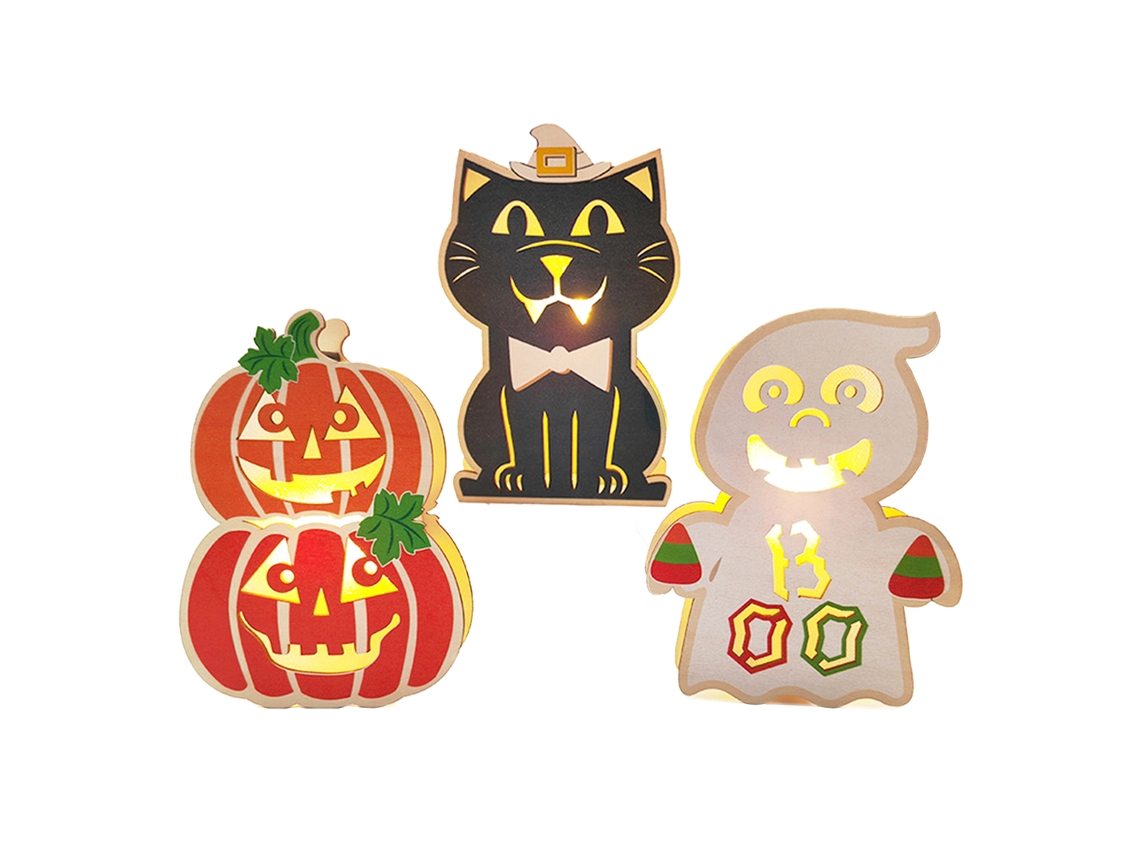 Conjunto de 3 Aboboras de Halloween: Fantasma e Gato Preto LAXISCREED