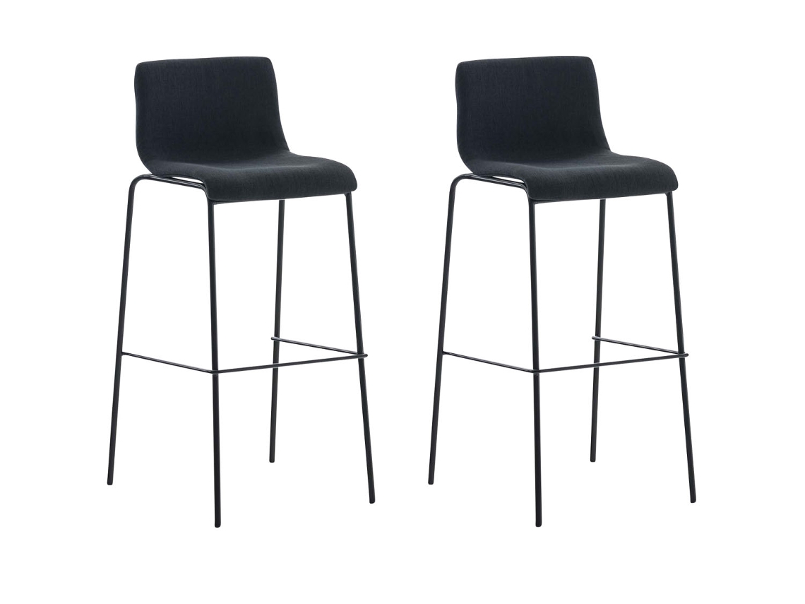Conjunto de 2 bancos de bar Estrutura de 4 pernas em tecido Hover preto/preto CLP