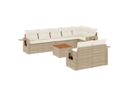Conjunto de 9 Sofás para Jardim com Almofadões Vime Pe Bege MAISON EXCLUSIVE (90x200 cm)