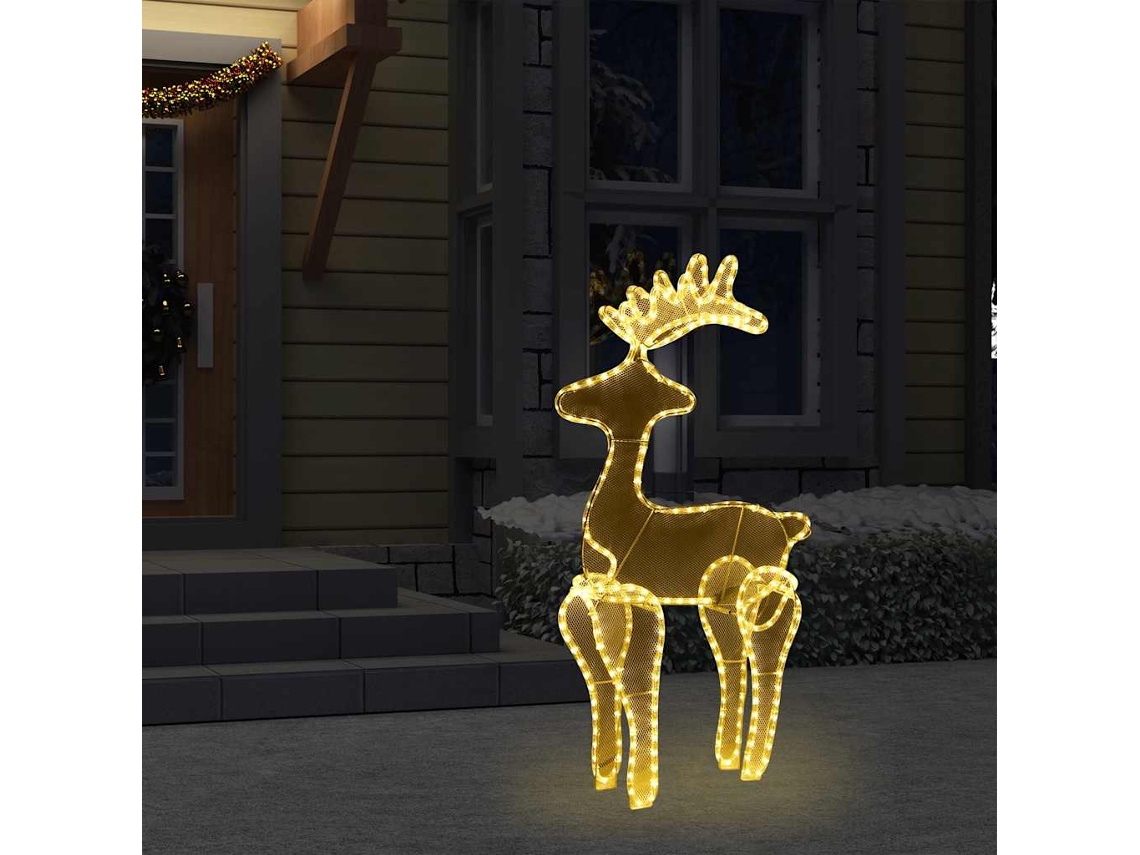 Vidaxl Rena Decorativa Natal C/ Malha De Aço 306 Luzes Led 60x24x89 Cm