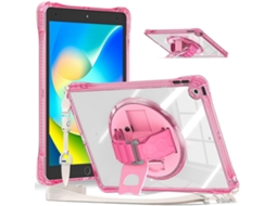Capa Para Ipad 10.2 2021/2020/2019 Com Suporte Giratório, Feita De Tpu Híbrido Transparente E Policarbonato.