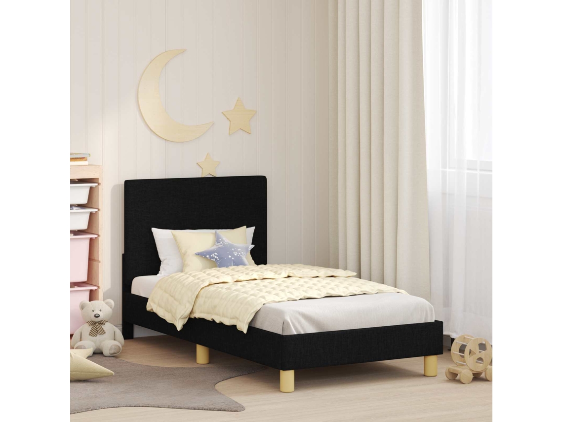 Vidaxl Estrutura de Cama Infantil com Cabeceira Preto 80 X 160 Cm