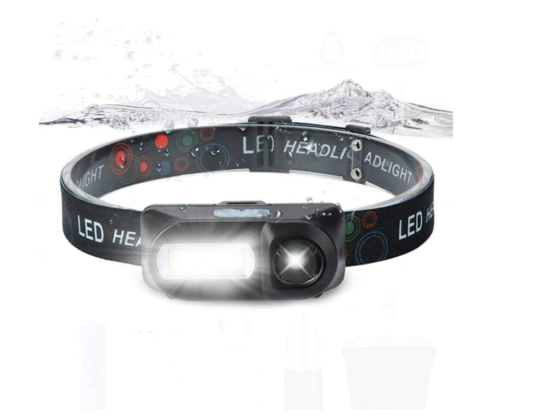 Farol Farol Led Super Brilhante Luz de Trabalho Cob 7 Modos de Iluminação Alimentado Por Bateria 18650 Adequado para Pesca Camping Etc. Preto YIZHOOD