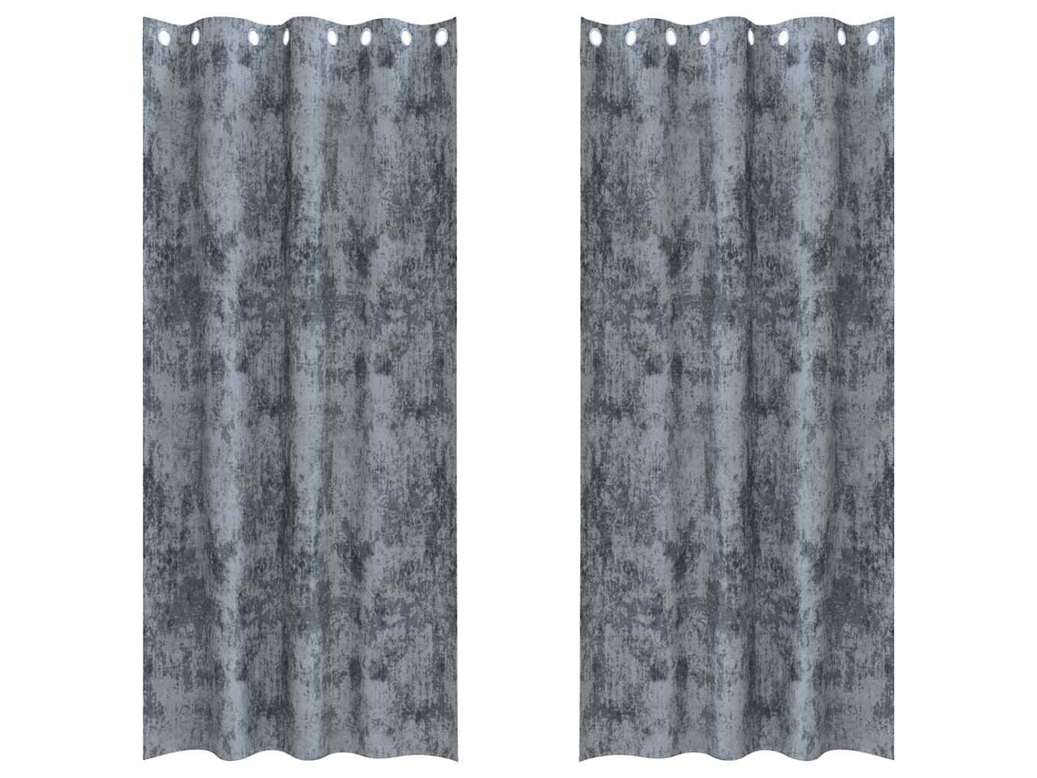 Conjunto 2 Cortinas De Veludo Vidaxl Cinzento Veludo (245 X 140 Cm)