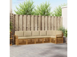 Vidaxl Conjunto De Sofá Sectional Com Almofada 6 Pcs Natural E Bege
