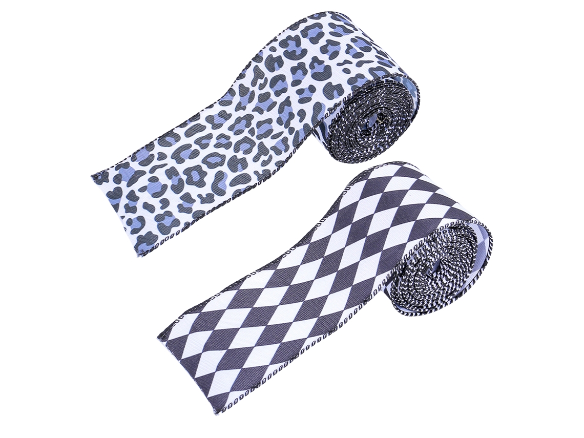 Rolo de Seda com Padrão Diamante e Padrão Vaca em Preto e Branco LAXISCREED
