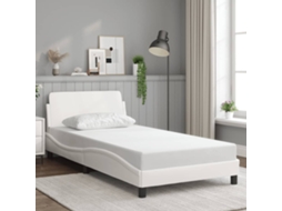 Estrutura Cama C/ Cabeceira 100x200 Cm Couro Artificial Branco