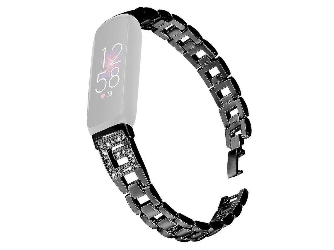 Pulseira De Substituição Para Fitbit Inspire 3, Pulseira De Metal Com Decoração De Strass Em Forma De G, Prata Olysi Shop