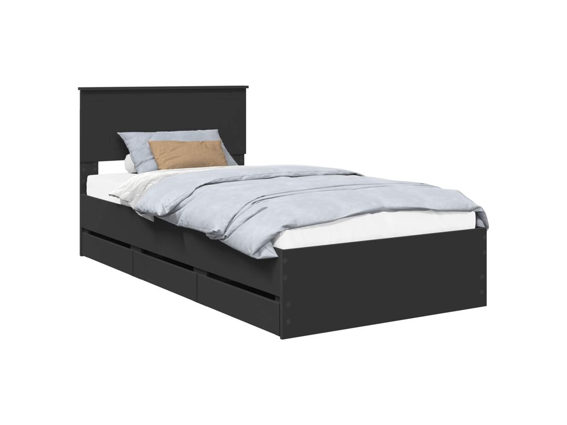 Conjunto 1 Estrutura De Cama Moderna Vidaxl Preto Derivados De Madeira (100 X 200 Cm)
