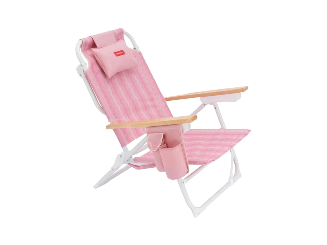 Cadeira de Praia Reclinável 5 Posições Alumínio Rosa FLAMINGUEO
