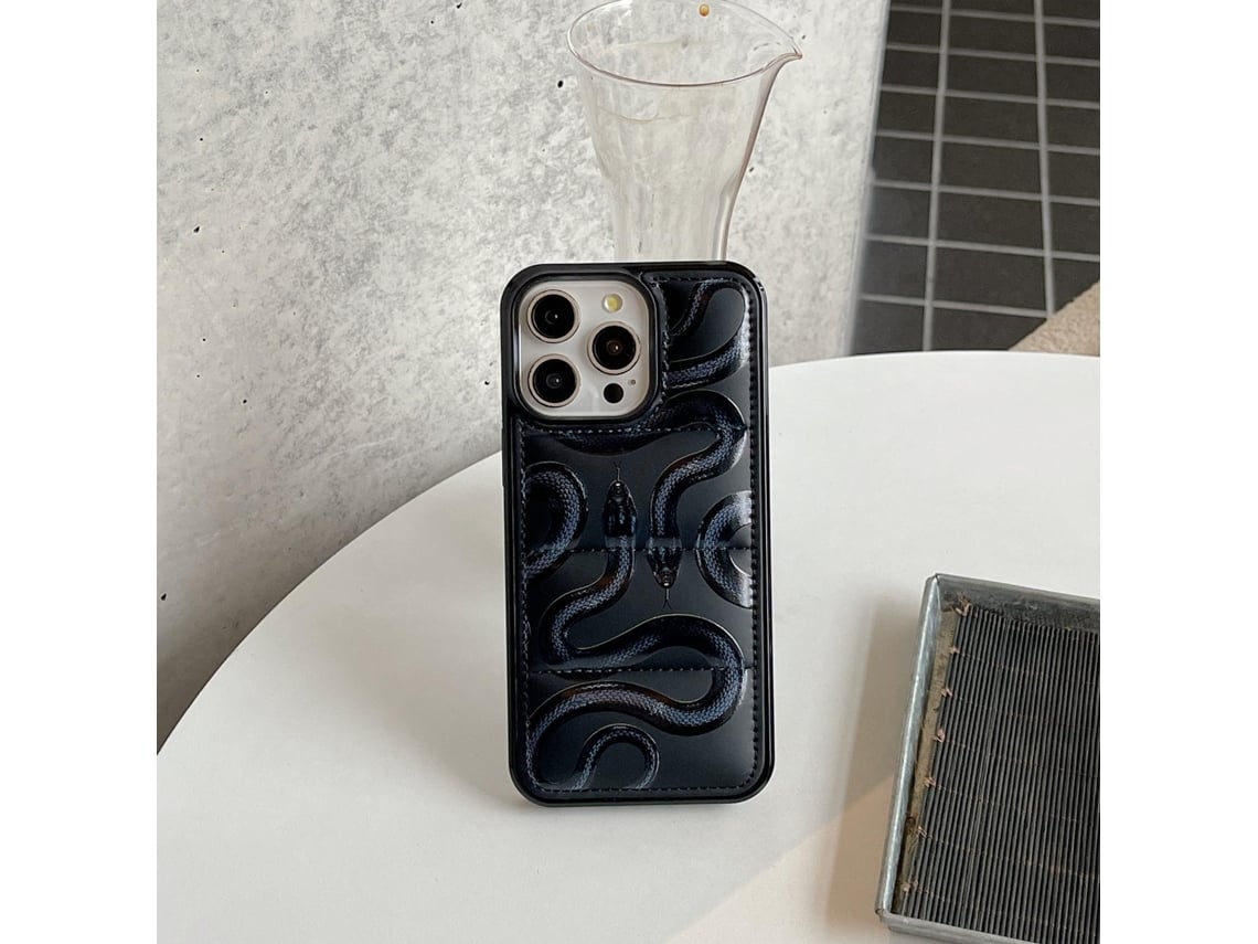 Capa Para Iphone 17pro Yd Big Hole Jaqueta De Penas Preta Jaqueta De Penas Black Snake King Anti-queda Black Snake King