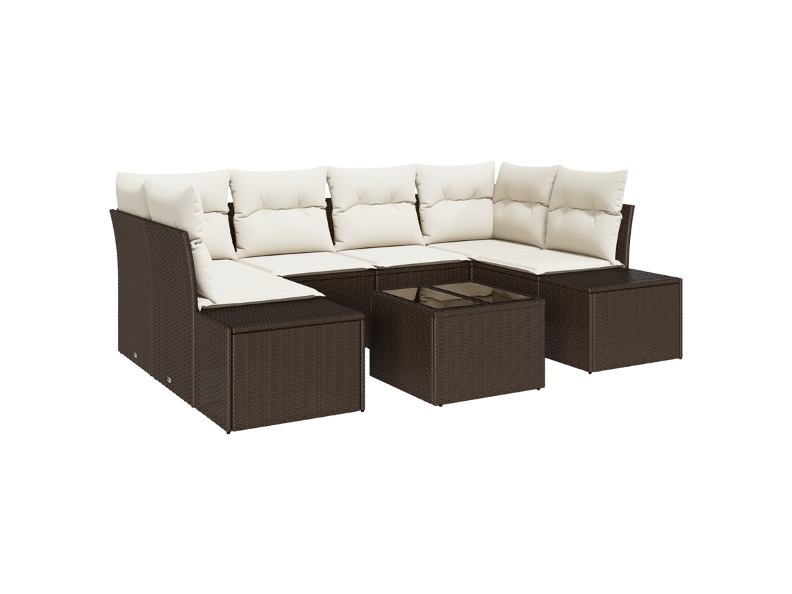 Conjunto 8 Conjunto De Sofás Para Exterior Vidaxl Castanho Vime Pe (239 X 62 X 69 Cm)