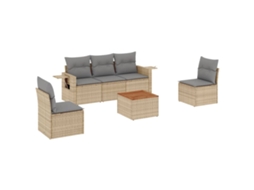 Maison Exclusive - 6 Pcs Conjunto De Sofás P/ Jardim Com Almofadões Vime Pe Bege