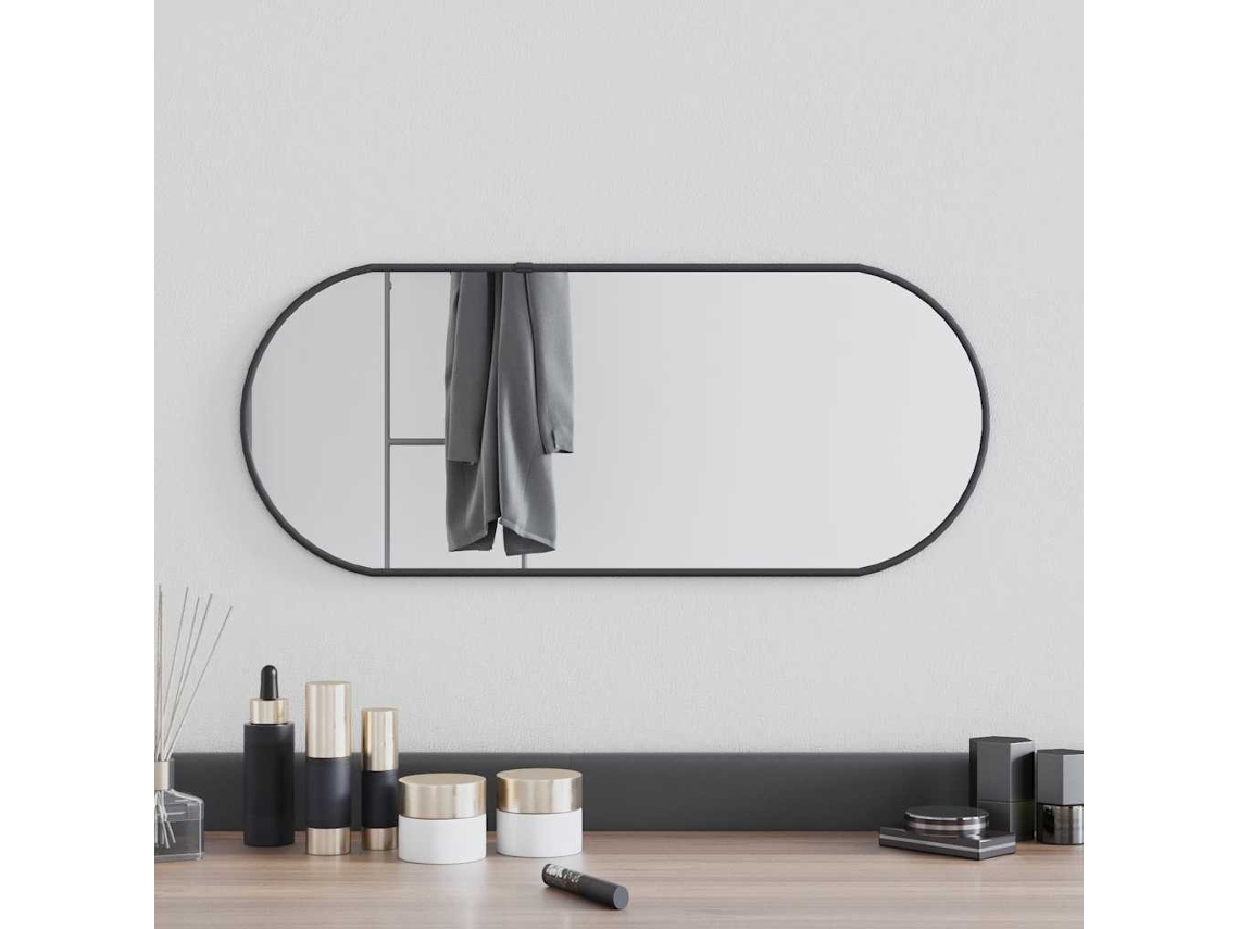 Vidaxl Espelho De Parede 60x25 Cm Oval Preto