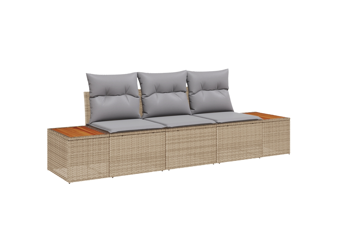 Conjunto 3 Sofá Modular Vidaxl Bege Vime Pe (239 X 62 X 85 Cm)