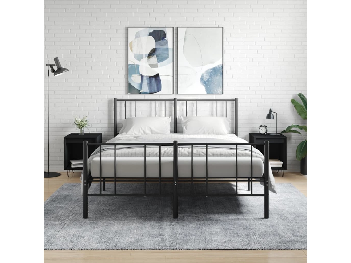 Vidaxl Mesas De Cabeceira 2pcs 40x35x50 Cm Derivados De Madeira Preto