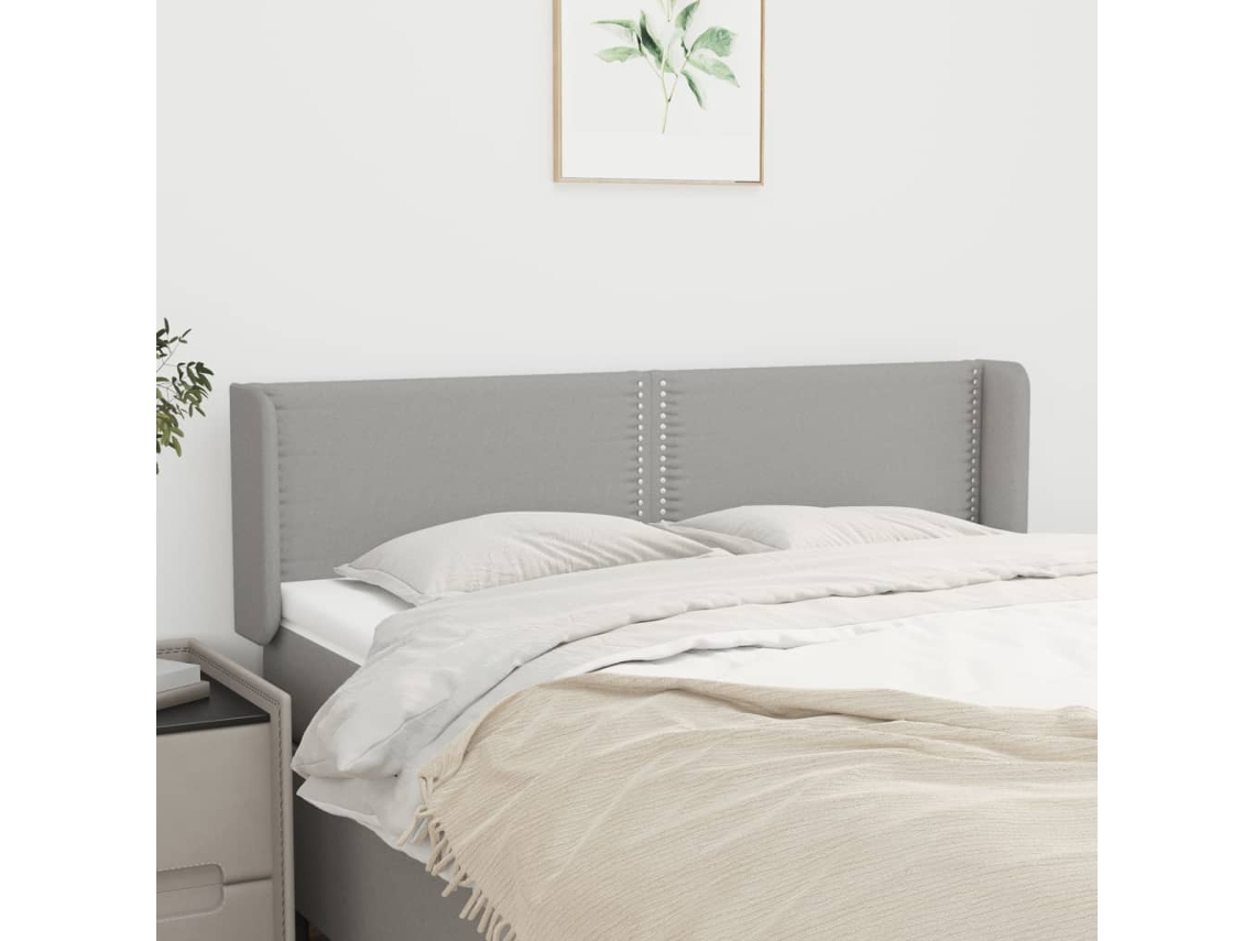 Vidaxl Cabeceira De Cama C/ Abas Tecido 147x16x78/88 Cm Cinzento-claro