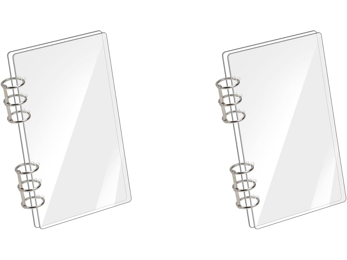 Pasta De 6 Argolas Em Acrílico Transparente Cadernos A6, Planejadores Financeiros, Pastas De Folhas Soltas E Outros