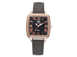 Relógio de Pulso Analógico de Quartzo com Pulseira Pu Ajustável Elegante Casual Cinza