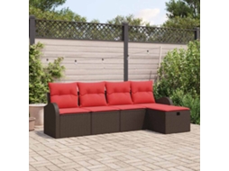 Vidaxl Conjunto De Sofá De Jardim 5 Unid. Castanho Vime Pe