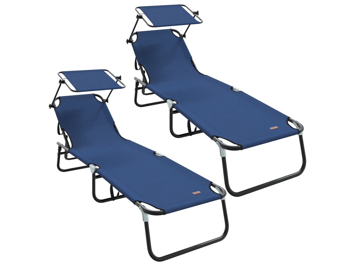 Conjunto 2 Cadeira De Lounging Reclinável Vidaxl Azul Oxford (190 X 57 X 81 Cm)