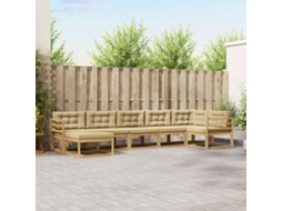 Vidaxl Conjunto De Sofás Para Exterior 7 Pcs Branco E Bege