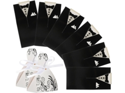 Ukcoco 100-caixas De Doces Para Casamento, Caixas Vazadas De Papelão Com Design Traje Noiva, Tamanho Médio, Estampa