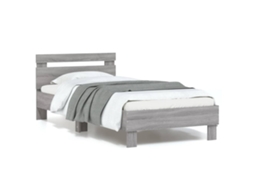 Vidaxl Estrutura De Cama C/ Cabeceira/luzes Led 90x190 Cm Cinza Sonoma